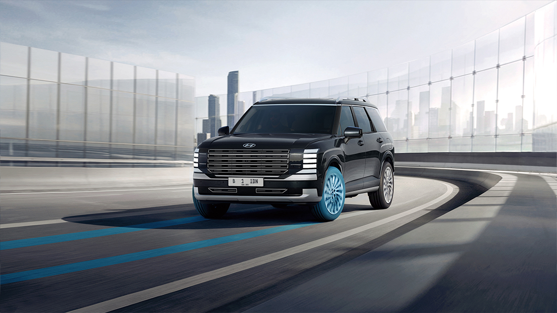 The all-new PALISADE driving smoothly on the bridge