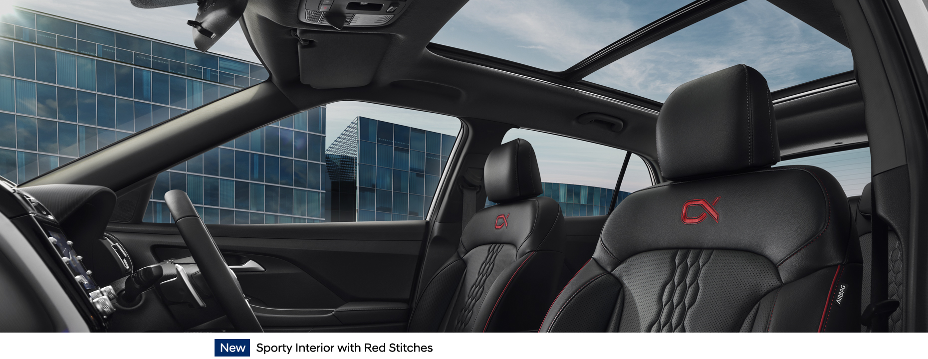 CRETA interior with red stitches