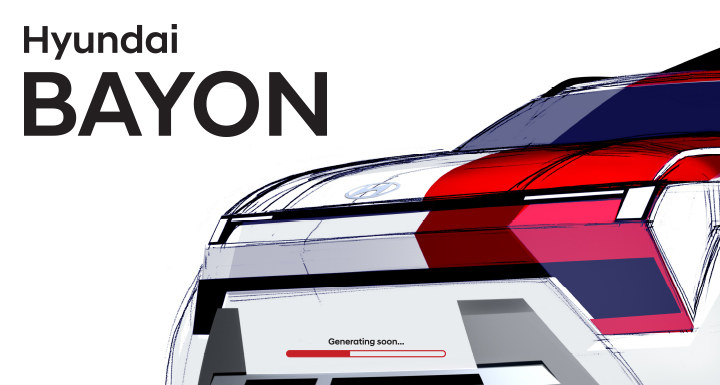 Hyundai BAYON concept rear design sketch highlighting advanced SUV design language, innovative lighting technology, connected mobility innovation, and next-generation Hyundai SUV styling
