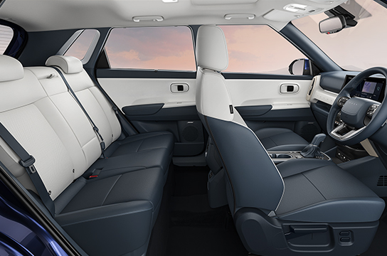 Spacious cabin - Ample head room, shoulder room and knee room