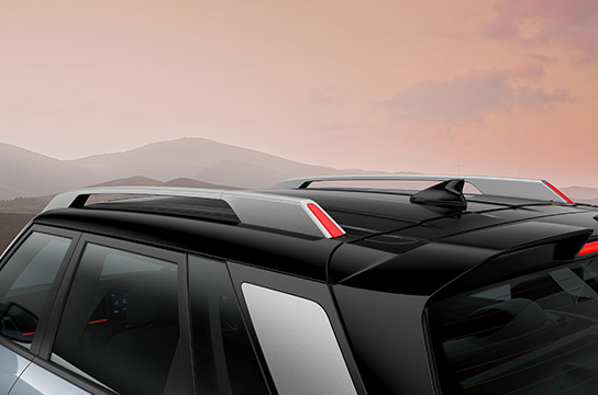 Bridge type roof rails with red highlights