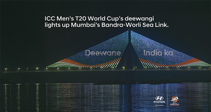 Hyundai Motor India Limited Illuminates Mumbai’s Iconic Worli Sea Link with Landmark Projection Ahead of ICC Men’s T20 World Cup 2026 Hyundai is an ICC Global Premier Partner for year 2026 and 2027