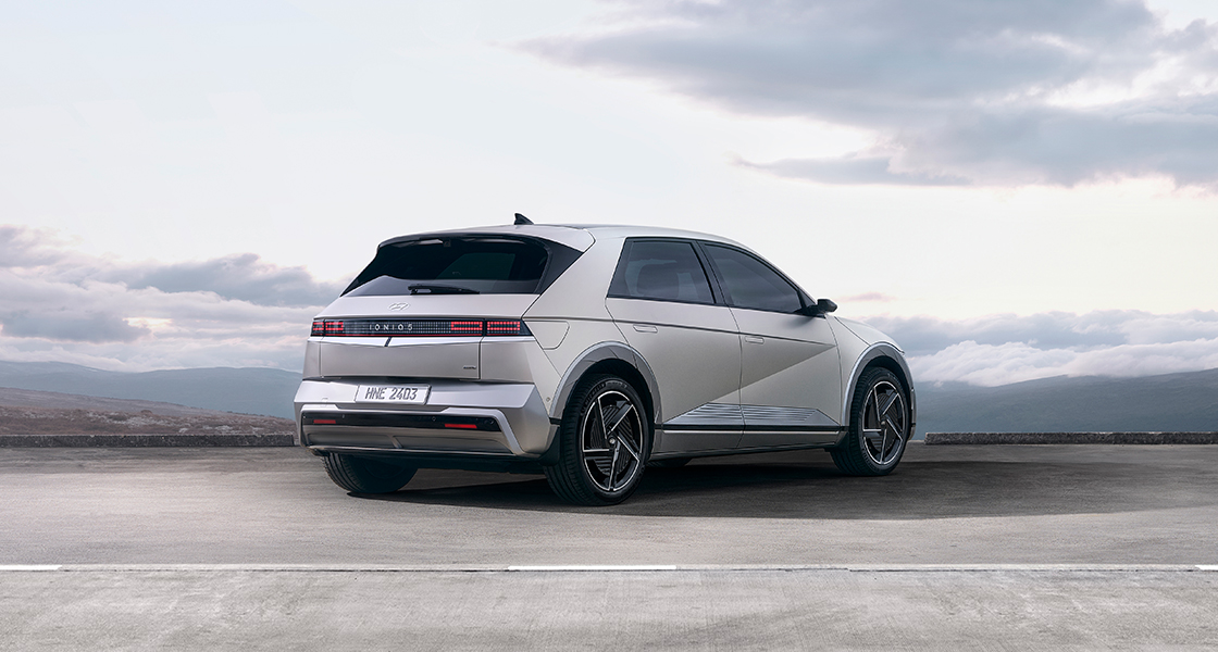 The rear side of a parked vehicle