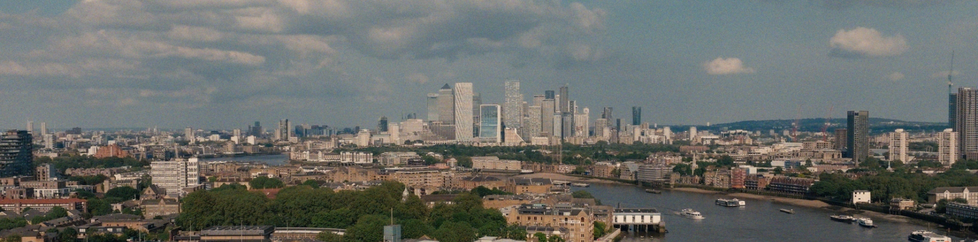 The Frankfurt skyline with the Main River dividing it