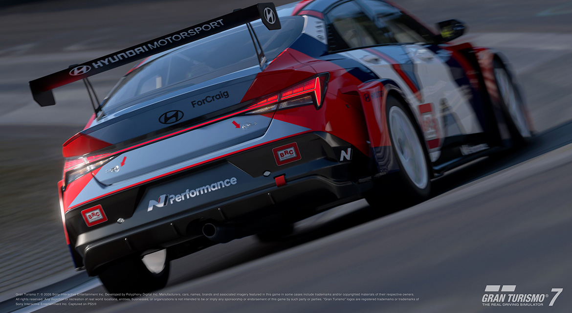 In-game image of ELANTRA N TCR featured in Gran Turismo 7