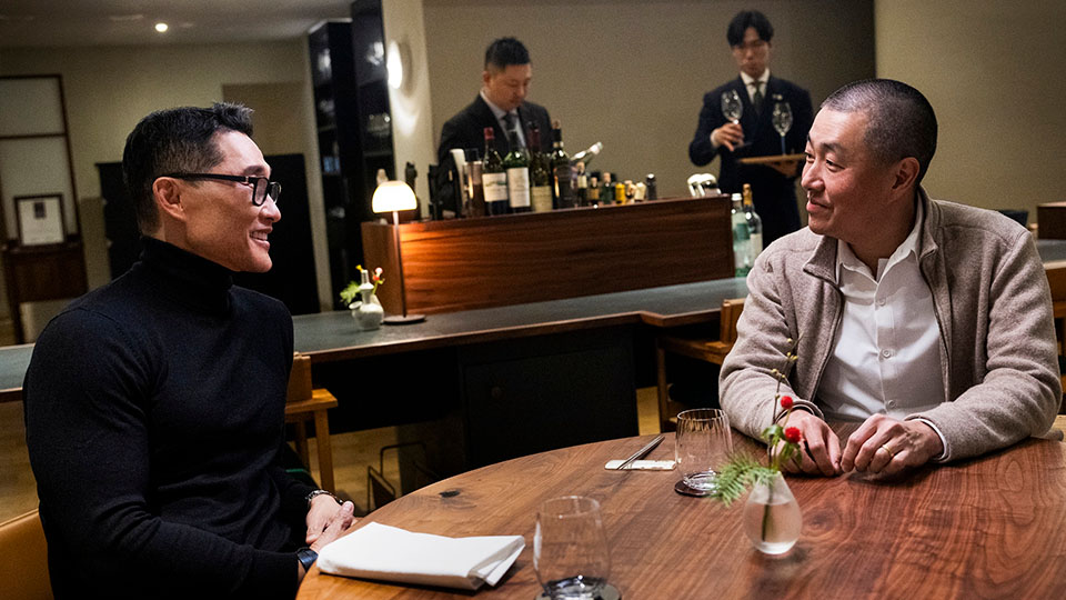 Host Daniel Dae Kim with three-Michelin-star chef Corey Lee, visionary behind Benu and Na Oh