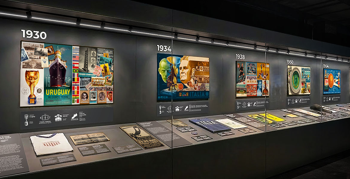 Rendered view of the FIFA Museum exhibition space (FIFA heritage exhibits)
