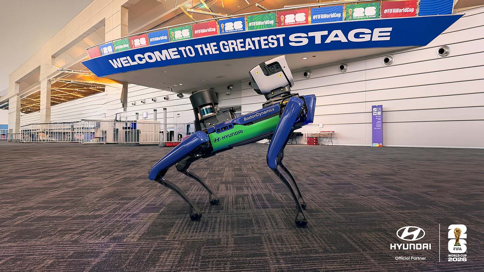 Spot® patrols key operational sites during the FIFA World Cup 2026™, showcasing the robotics capabilities of Hyundai Motor Group and Boston Dynamics.