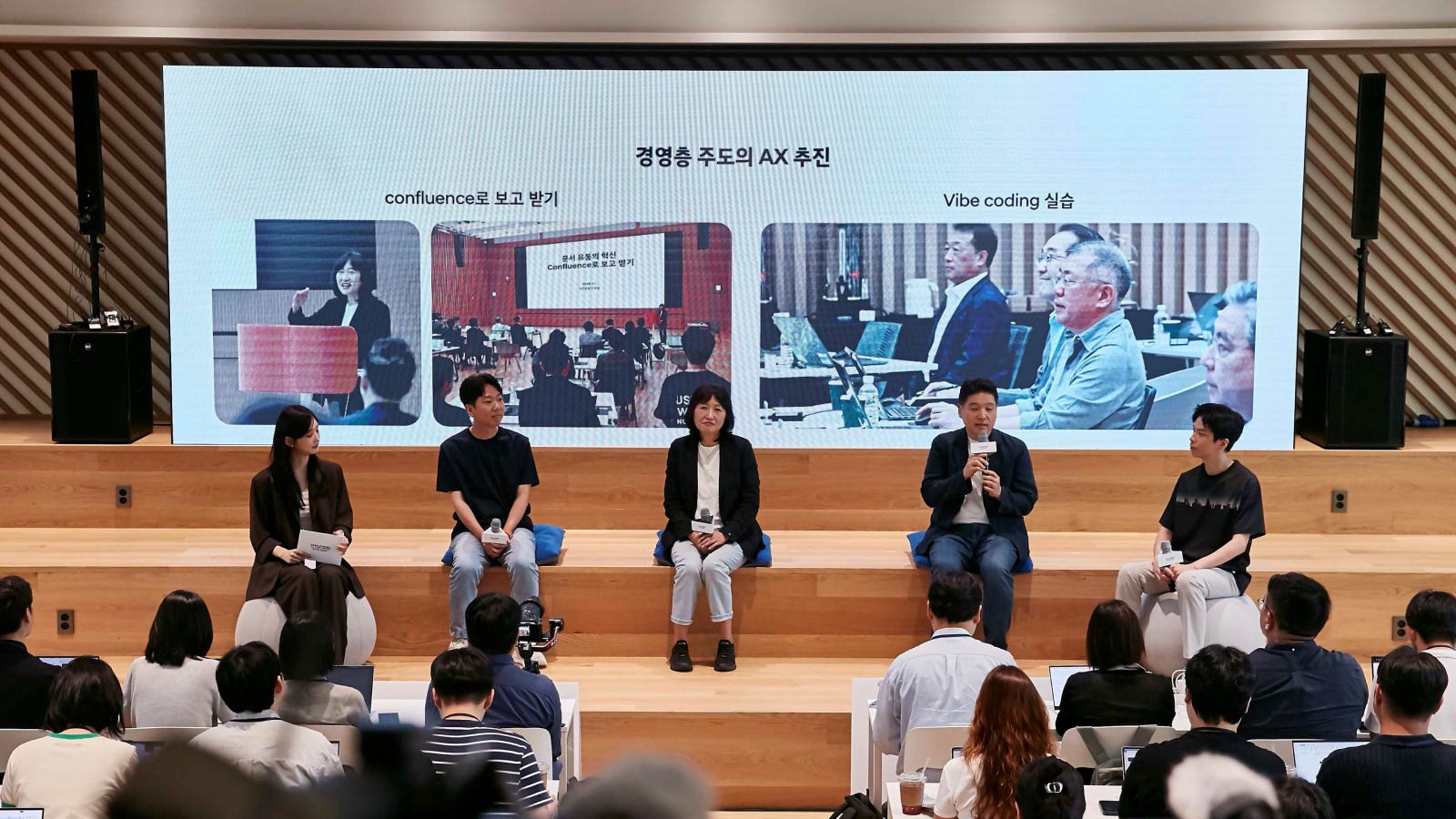 (From second to the left) Young Seok Jang, Senior Manager of the Genesis Customer Experience Team; Eunsook Jin, President and Head of ICT Management Division; Sanghong Lee, Vice President and Head of Information Security Group 2; and Changyoun Seo, Senior Manager of the Web-frontend Development Team