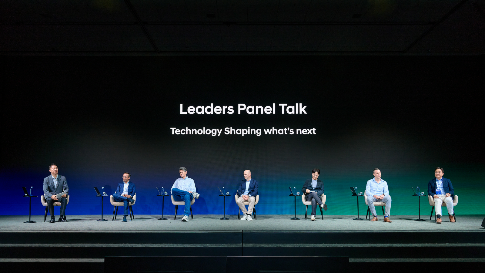 (From Second Left) Alpesh Patel, Vice President and Head of the SDF Transformation Center of Hyundai Motor Group; Zach Jackowski, Chief Product and Technology Officer of Boston Dynamics; Manfred Harrer, President and Head of R&D Division, Hyundai Motor Group; Minwoo Park, President and Head of Advanced Vehicle Platform Division, Hyundai Motor Group, and CEO of 42dot; Phil Michel, Senior Vice President of Autonomy & AI of Motional; ChangHwan Kim, Executive Vice President and Head of the Electrification Energy Solutions Tech Unit of Hyundai Motor Group 